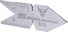 PEC Tools - 60° Angle, Satin Chrome Coated Steel Center Gage - 1/32 to 1/14 Inch Graduation - Caliber Tooling