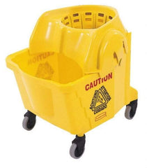 Rubbermaid - 35 Qt Plastic Bucket & Wringer - 18-5/8" Long x 24-3/4" High x 15-7/8" Wide, Yellow - Caliber Tooling