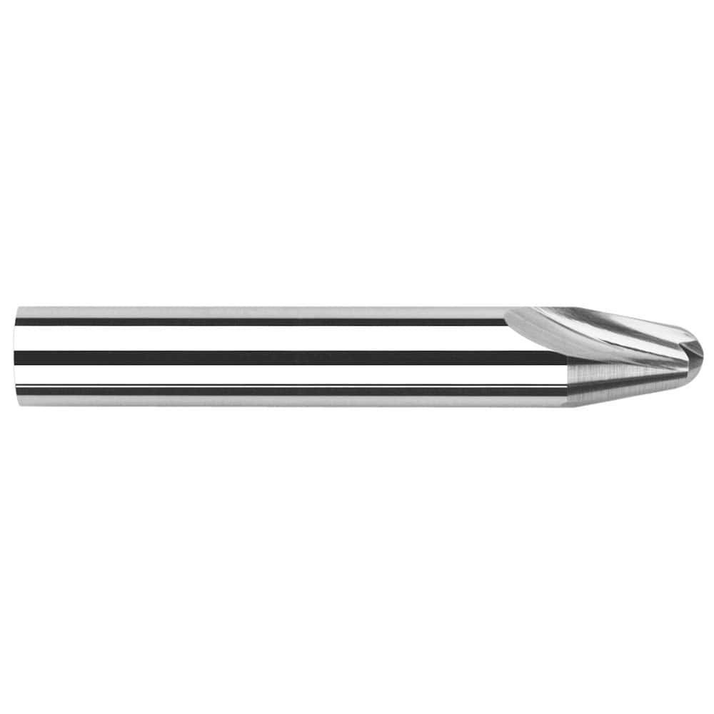 Tapered End Mill: 7 ° per Side, 0.571″ LOC, 2 Flutes, Solid Carbide, Ball End 1″ Shank Dia, 2-1/2″ OAL, Uncoated, Series Runner Cutters