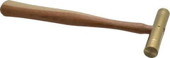 Made in USA - 1/2 Lb Head 3/4" Face Brass Head Striking Tool Hammer - 10-1/2" OAL, Wood Handle - Caliber Tooling