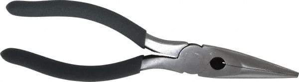 Value Collection - 8" OAL, 2" Jaw Length x 7/8" Jaw Width, Long Nose Side Cutting Pliers - Serrated Jaw, Standard Head, Plastic Dipped Handles - Caliber Tooling