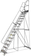 Ballymore - 192" 15 Step Ladder - Lock Step Rolling Safety Ladder, 450 Lb Capacity, 150" Platform Height, 40" Base Width x 106" Depth, Expanded Metal Tread - Caliber Tooling