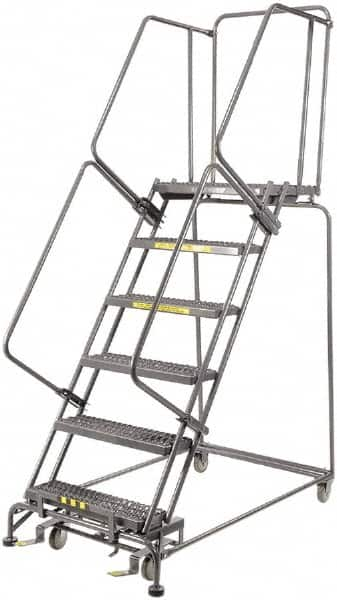 Ballymore - 93" 6 Step Ladder - 450 Lb Capacity, 60" Platform Height, 24" Base Width x 56" Depth, Expanded Metal Tread - Caliber Tooling