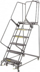 Ballymore - 93" 6 Step Ladder - 450 Lb Capacity, 60" Platform Height, 30" Base Width x 56" Depth, Heavy-Duty Serrated Grating - Caliber Tooling