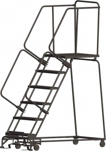 Ballymore - 93" 6 Step Ladder - 450 Lb Capacity, 60" Platform Height, 30" Base Width x 63" Depth, Heavy-Duty Serrated Grating - Caliber Tooling