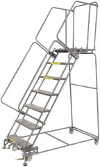 Ballymore - 103" 7 Step Ladder - 450 Lb Capacity, 70" Platform Height, 30" Base Width x 62" Depth, Heavy-Duty Serrated Grating - Caliber Tooling