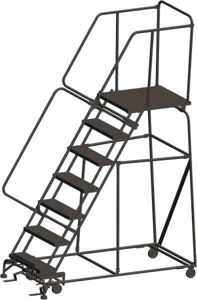 Ballymore - 103" 7 Step Ladder - 450 Lb Capacity, 70" Platform Height, 24" Base Width x 69" Depth, Heavy-Duty Serrated Grating - Caliber Tooling