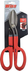 Wiss - 2-1/2" Length of Cut, Straight Pattern Tinner's Snip - 11" OAL, Cushion Grip Handle, 21 AWG Steel Capacity - Caliber Tooling