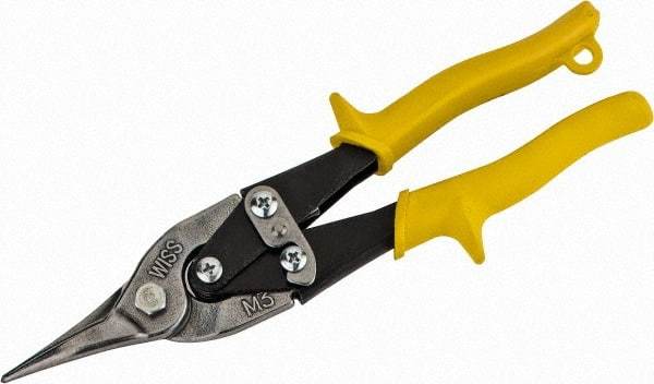 Wiss - 1-3/8" Length of Cut, Straight Pattern Aviation Snip - 9-3/4" OAL, Nonslip Textured Grip Handle, 18 AWG Steel Capacity - Caliber Tooling