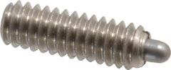 Gibraltar - 1/4-20, 3/4" Thread Length, 1/8" Plunger Projection, Stainless Steel Threaded Spring Plunger - 0.118" Max Plunger Diam, 3/4" Plunger Length, 2 Lb Init End Force, 9 Lb Final End Force, 0.0781" Hex - Caliber Tooling