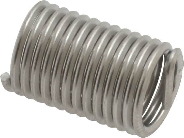 Recoil - M8x1.25 Metric Coarse, 20mm OAL, Free Running Helical Insert - 13-1/4 Free Coils, Tanged, Stainless Steel, Bright Finish, 2-1/2D Insert Length - Caliber Tooling