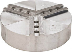 H & R Manufacturing - 8" Chuck Capacity, 1.5mm x 60° Serrated Attachment, Round Soft Lathe Chuck Jaw - 3 Jaws, Aluminum, 1" Btw Mount Hole Ctrs, 4" Long x 8" Wide x 2" High, 0.551" Groove, 12mm Fastener - Caliber Tooling