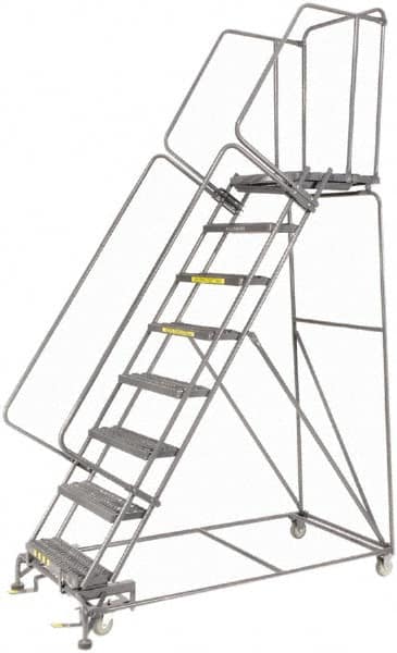 Ballymore - 113" 8 Step Ladder - 450 Lb Capacity, 80" Platform Height, 24" Base Width x 68" Depth, Heavy-Duty Serrated Grating - Caliber Tooling