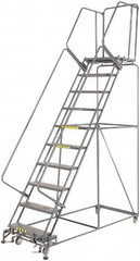 Ballymore - 133" 10 Step Ladder - 450 Lb Capacity, 100" Platform Height, 32" Base Width x 81" Depth, Expanded Metal Tread - Caliber Tooling