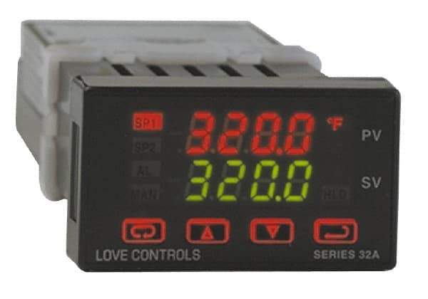 Dwyer - -350 to 4,208°F 1/32 DIN Temperature/Process Control - Dual 4-Digit LCD Display, Fuzzy Logic PID Control, 100-240 VAC/VDC - Caliber Tooling