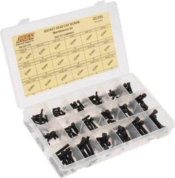 Value Collection - 190 Piece Steel Socket Head Cap Screws - #6-32 to 1/4-28 Thread - Caliber Tooling