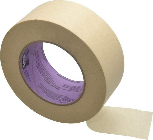 3M - 2" Wide x 60 Yd Long Tan Paper Masking Tape - Series 2040, 5.5 mil Thick, 23 In/Lb Tensile Strength - Caliber Tooling