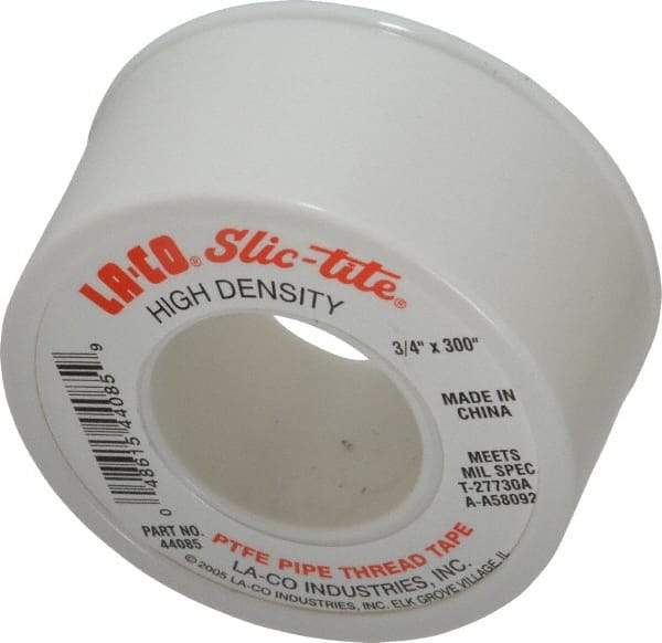 LA-CO - 3/4" Wide x 300" Long General Purpose Pipe Repair Tape - 3 mil Thick, -450 to 550°F, White - Caliber Tooling