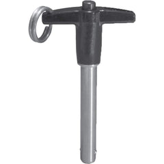 Ball Grip Quick-Release Pin: T-Handle, 7/8″ Pin Dia, 3/4″ Usable Length 2.92″ OAL, 17-4 Stainless Steel, Aluminum Handle