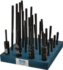 TE-CO - 38 Piece, 3/8-16 Stud, 7/16" T Slot, T Nut & Stud Kit - 11/16" T-Slot Nut Width, 3, 4, 5, 6, 7, 8" Stud Lengths - Caliber Tooling