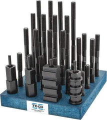 TE-CO - 38 Piece, 1/2-13 Stud, 11/16" T Slot, T Nut & Stud Kit - 1-1/8" T-Slot Nut Width, 3, 4, 5, 6, 7, 8" Stud Lengths - Caliber Tooling