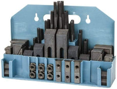 Value Collection - 52 Piece Fixturing Step Block & Clamp Set with 1" Step Block, 9/16" T-Slot, 3/8-16 Stud Thread - 7/8" Nut Width, 3, 4, 5, 6, 7 & 8" Stud Lengths - Caliber Tooling