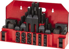 Value Collection - 52 Piece Fixturing Step Block & Clamp Set with 1" Step Block, 9/16" T-Slot, 1/2-13 Stud Thread - 7/8" Nut Width, 3, 4, 5, 6, 7 & 8" Stud Lengths - Caliber Tooling