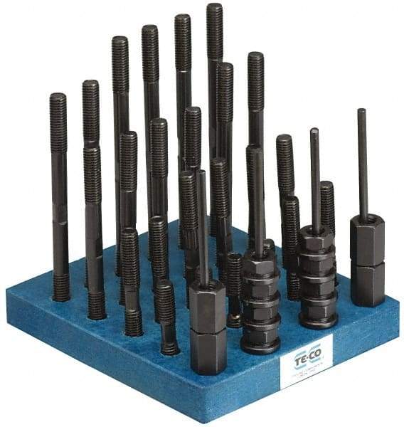 TE-CO - 41 Piece, 1/2-13 Stud, T Nut & Stud Kit - 3, 4, 5, 6, 7, 8" Stud Lengths - Caliber Tooling