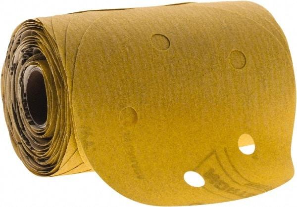 Norton - 5" Diam, 180 Grit Aluminum Oxide Adhesive PSA Disc - Fine Grade, Gold, C Weighted Backing, Flexible - Caliber Tooling