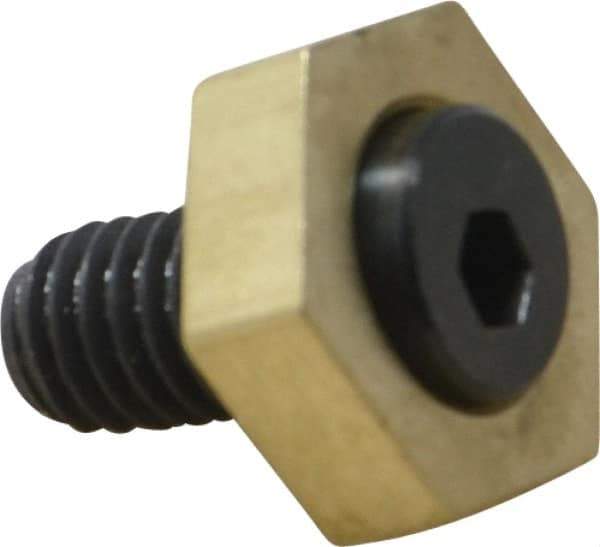 Mitee-Bite - 13/16" Brass Hex, 3/8-16 Stud Thread, Symmetrical Hex Clamp - 1/4" Hex Height, 2,000 Lb Holding Force, Hardened Steel Stud, 23/32" Long Thread, 20.8 Ft/Lb Torque, 10 Clamps - Caliber Tooling