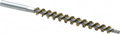 Schaefer Brush - 4" Brush Length, 7/16" Diam, Double Stem, Single Spiral Tube Brush - 6-1/4" Long, Brass, 12-24 Female Connection - Caliber Tooling