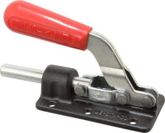 De-Sta-Co - 800 Lb Load Capacity, Flanged Base, Carbon Steel, Standard Straight Line Action Clamp - 6 Mounting Holes, 0.28" Mounting Hole Diam, 0.51" Plunger Diam, Straight Handle - Caliber Tooling