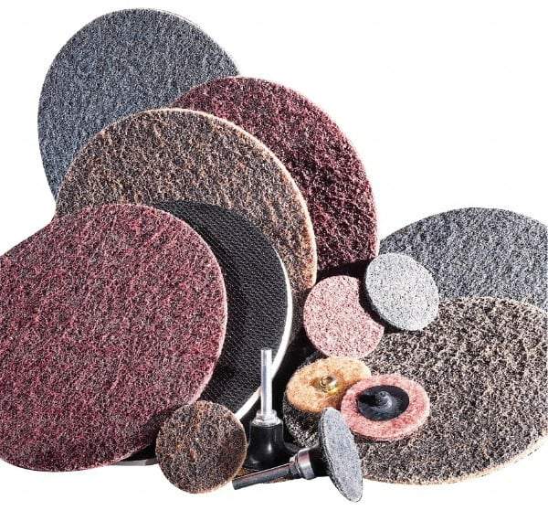 Standard Abrasives - 7" Medium Grade Aluminum Oxide Deburring Disc - Hook & Loop Connection, Maroon, 6,000 Max RPM - Caliber Tooling