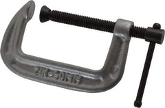 Gibraltar - Light-Duty 2" Max Opening, 1-1/8" Throat Depth, Cast Iron Standard C-Clamp - 400 Lb Capacity, 0" Min Opening, Standard Throat Depth, Malleable Cast Iron Screw - Caliber Tooling