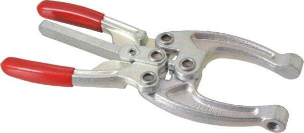 De-Sta-Co - 5337.87 N Load Capacity, 2.56" Throat Depth, 9.19" OAL, Carbon Steel, C Style Plier Clamp - M10x1.25 Spindle, 4.06" Open Throat Height, Red Handle, Spindle End - Caliber Tooling