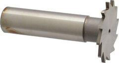 Made in USA - 1-1/8" Diam x 1/16" Face Width, High Speed Steel, 16 Teeth, Shank Connection Woodruff Keyseat Cutter - Uncoated, 2-3/16" OAL x 1/2" Shank, Straight Teeth - Caliber Tooling