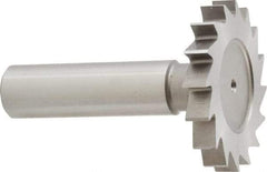 Made in USA - 1-1/2" Diam x 7/32" Face Width, High Speed Steel, 20 Teeth, Shank Connection Woodruff Keyseat Cutter - Uncoated, 2-1/4" OAL x 1/2" Shank, Straight Teeth - Caliber Tooling