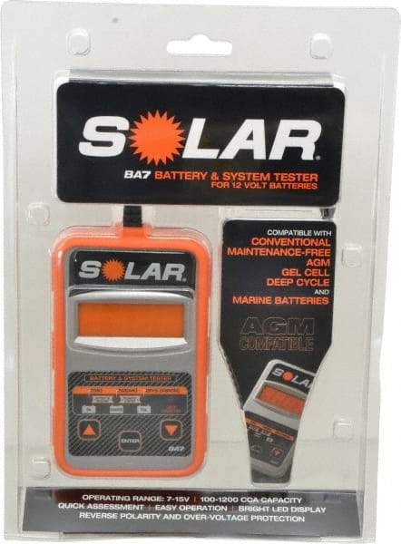 Solar - 12 Volt Digital Battery & System Tester - 100 to 1,100 CCA Range, 1-1/2' Cable - Caliber Tooling