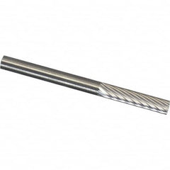 Made in USA - 1.5mm Cut Diam, 0.1181" Shank Diam, Cylinder Head Single Cut Burr - Carbide, 6mm LOC, 38mm OAL - Caliber Tooling