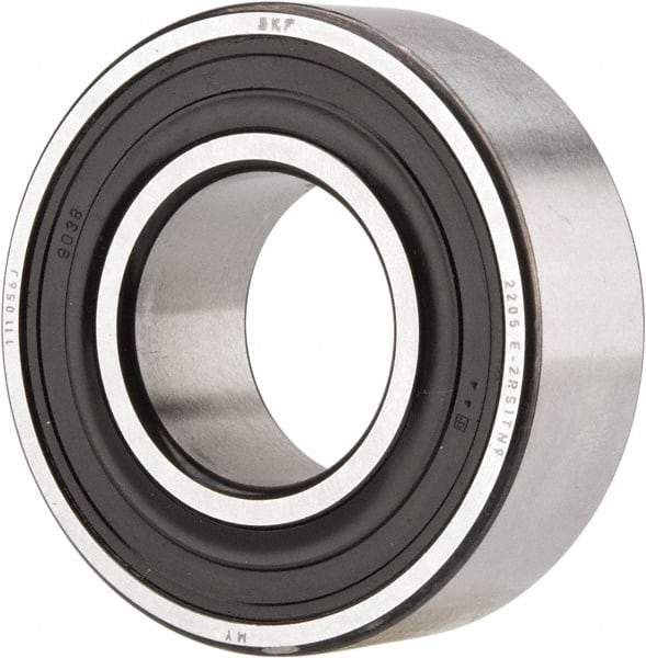 SKF - 25mm Bore Diam, 52mm OD, Double Seal Self Aligning Radial Ball Bearing - 18mm Wide, 2 Rows, Round Bore, 989 Lb Static Capacity, 3,780 Lb Dynamic Capacity - Caliber Tooling