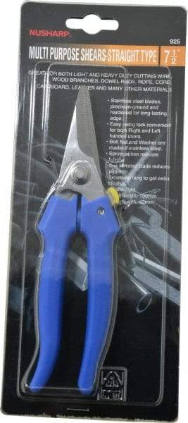 Value Collection - 3" LOC, 7-1/2" OAL Light Duty Shears - Ambidextrous, Plastic Straight Handle, For General Purpose Use - Caliber Tooling