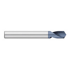 Titan USA - Spotting Drills; Body Diameter (Inch): 1/8 ; Body Diameter (Decimal Inch): 1/8 ; Drill Point Angle: 142 ; Spotting Drill Material: Solid Carbide ; Spotting Drill Finish/Coating: AlTiN ; Overall Length (Inch): 2 - Exact Industrial Supply