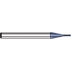 Corner Radius End Mill: 0.1″ Dia, 0.3″ LOC, 0.01″ Radius, 4 Flutes, Solid Carbide 1-1/2″ OAL, 1/8″ Shank Dia, 30 ° Helix, AlTiN Coated, Corner Radius End, Centercutting