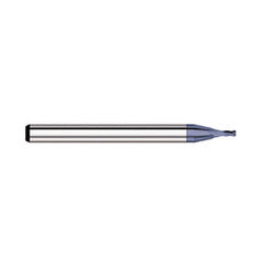 Corner Radius End Mill: 1/64″ Dia, 0.023″ LOC, 0.003″ Radius, 4 Flutes, Solid Carbide 1-1/2″ OAL, 1/8″ Shank Dia, 30 ° Helix, AlTiN Coated, Corner Radius End, Centercutting