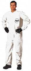 Dupont - Size 3XL Saranex Chemical Resistant Coveralls - White, Zipper Closure, Elastic Cuffs, Elastic Ankles, Bound Seams - Caliber Tooling