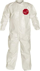 Dupont - Size 2XL Saranex Chemical Resistant Coveralls - White, Zipper Closure, Elastic Cuffs, Elastic Ankles, Bound Seams - Caliber Tooling