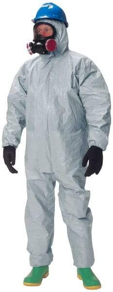 Dupont - Size 2XL Hazmat Chemical Resistant Coveralls - Gray, Zipper Closure, Elastic Cuffs, Elastic Ankles, Taped Seams - Caliber Tooling