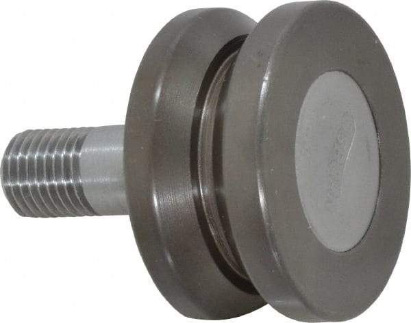 Osborn International - 1-1/2" Roller Diam x 25/32" Width, 7/16" Stud Diam x 1" Length, V Grooved Concentric Stud - Steel, 1/2" Thread Length, 7/16-20 Thread, 1-25/32" OAL, 225 Lb Dynamic Cap - Caliber Tooling