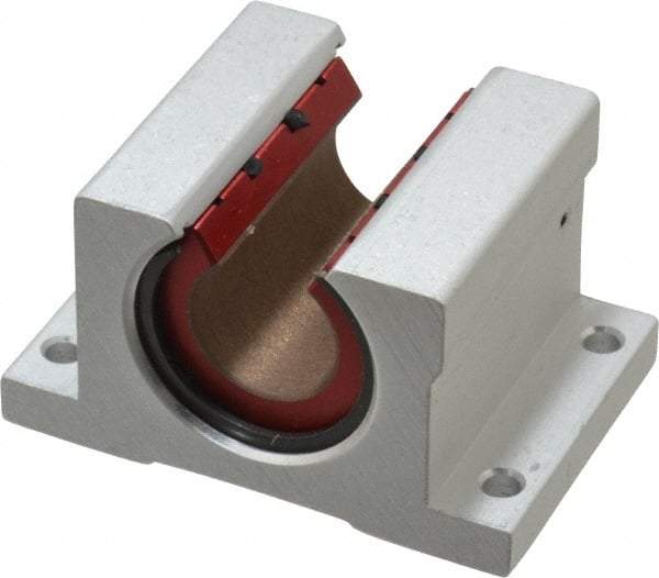 Pacific Bearing - 3/4" ID, 2-3/4" OAW x 2.063" OAL x 2.188" OAH Open Pillow Block - 1,905 Lb Static Cap, 2-3/8" Btw Mnt Hole Ctrs, 0.937" Base-to-Ctr Ht, Aluminum - Caliber Tooling