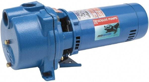 Goulds Pumps - 115/230 Volt, 14.8/7.4 Amp, 1 Phase, 3/4 HP, Self Priming Centrifugal Pump - 48J Frame, 1-1/2 Inch Inlet, 44 Head Pressure, 45 Max GPM, ODP Motor, Cast Iron Housing, Noryl Impeller, 103 Ft. Shut Off, Carbon Ceramic Mechanical Seal - Caliber Tooling